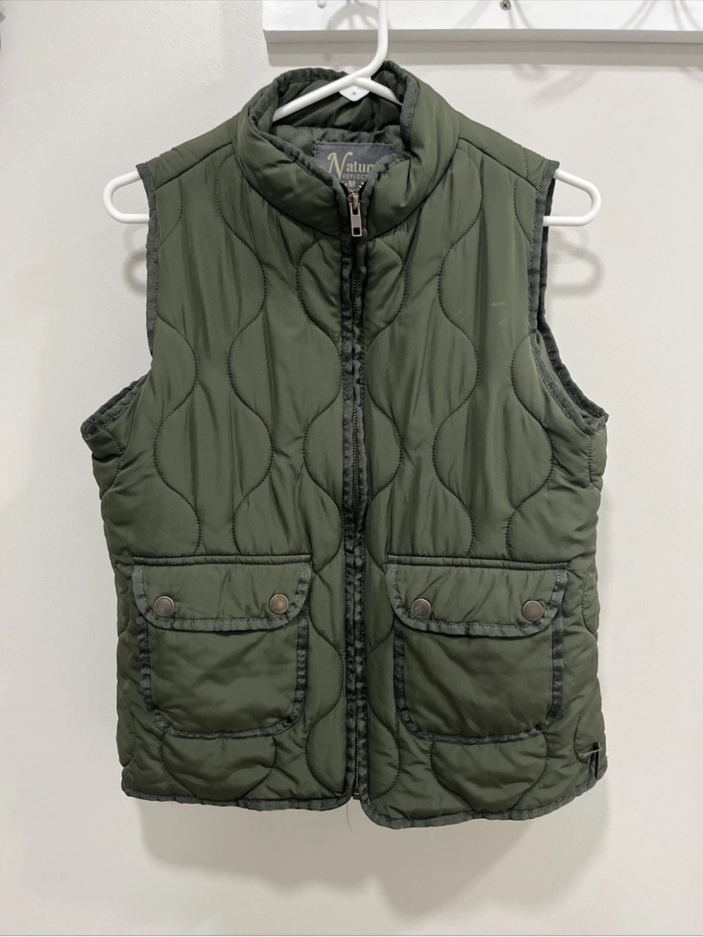 Natural Reflections Olive Green Quilted Puffer Vest